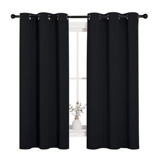 Black 99% Blackout Grommet Curtains Triple Weave Technology Easy Care